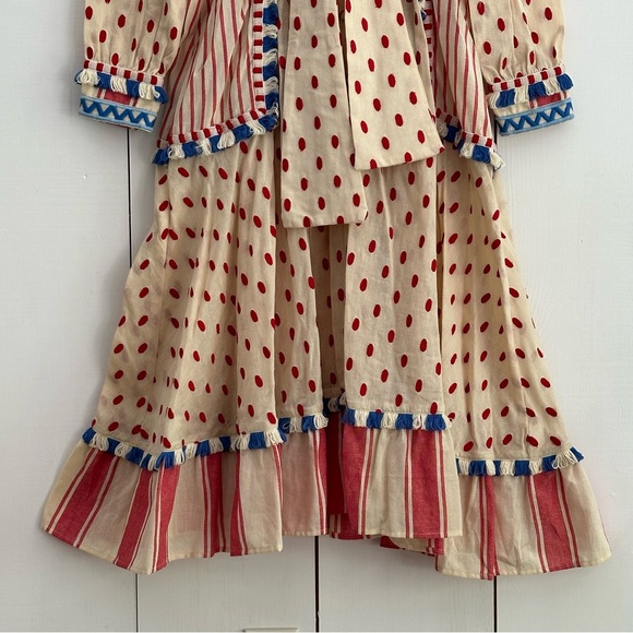 Dodo Bar Or Padma Polka Dot Stripe Dress Front Tie Size M New - Picture 11 of 16